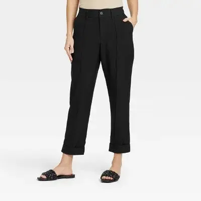 A New Day Women's Straight Slim High Rise Ankle Length Pintuck Ankle Pants