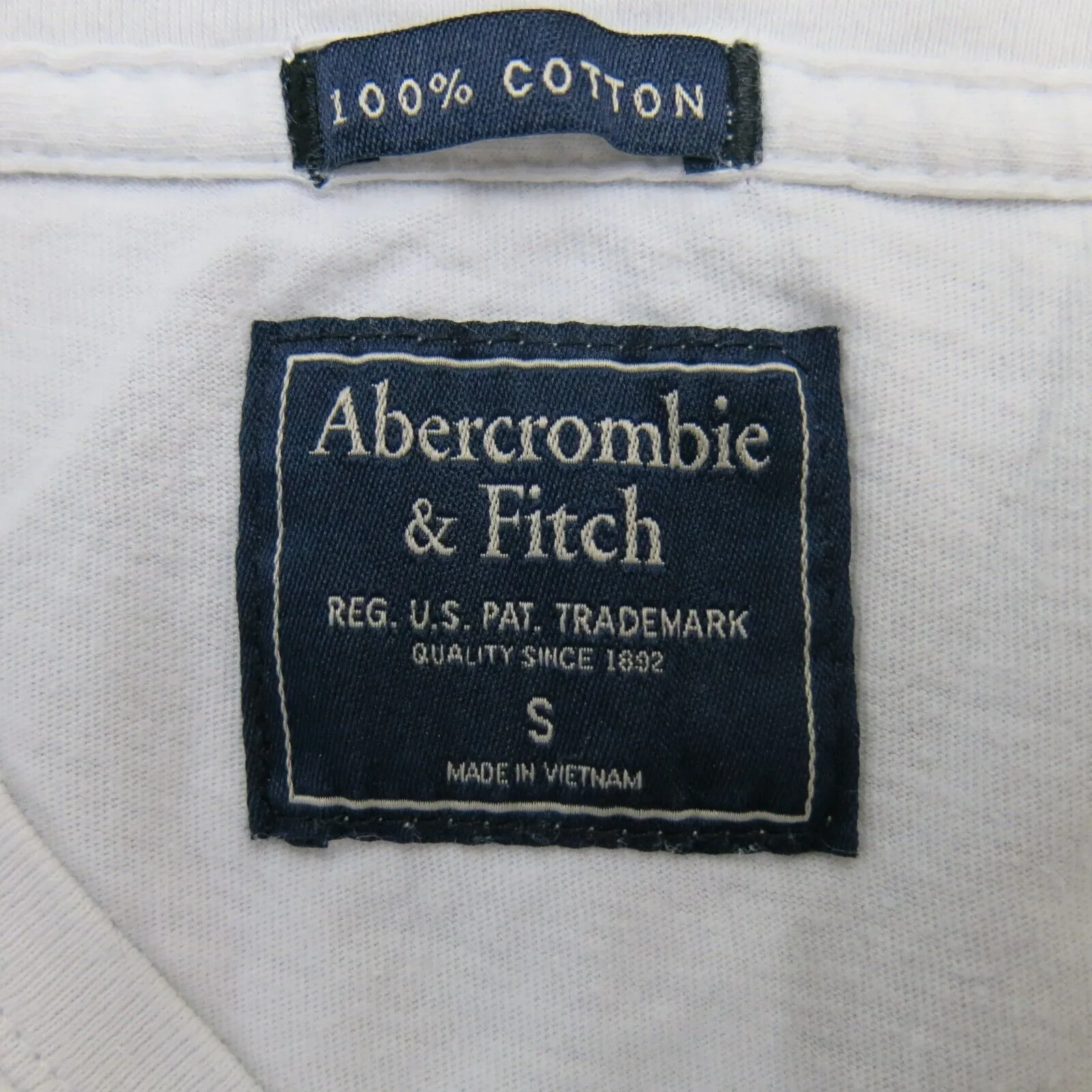 Abercrombie & Fitch Men Henley Neck T Shirt Short Sleeve 100% Cotton White SZ S