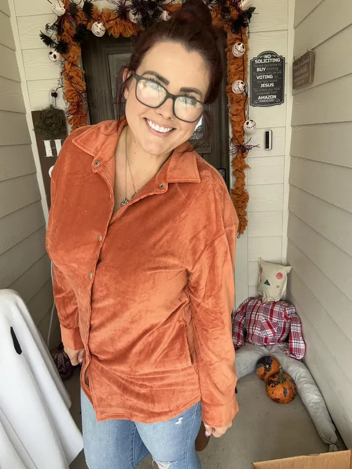 Abigail Corduroy Shacket - PUMPKIN