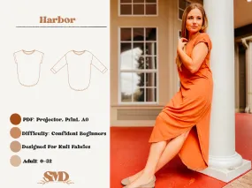 Adult Harbor Top, Tunic and Dress Digital Sewing Pattern Sizes 0-32