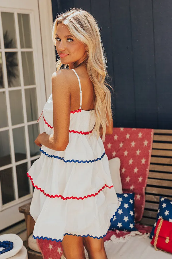 Americana Kisses Tiered Mini Dress in White