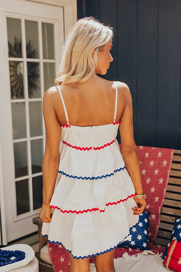 Americana Kisses Tiered Mini Dress in White