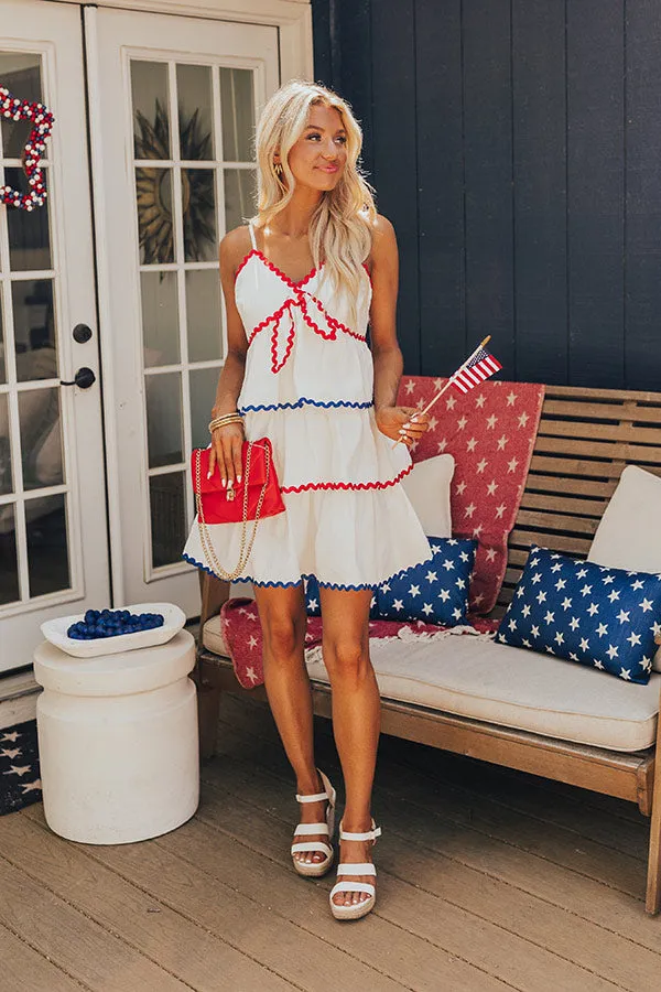 Americana Kisses Tiered Mini Dress in White