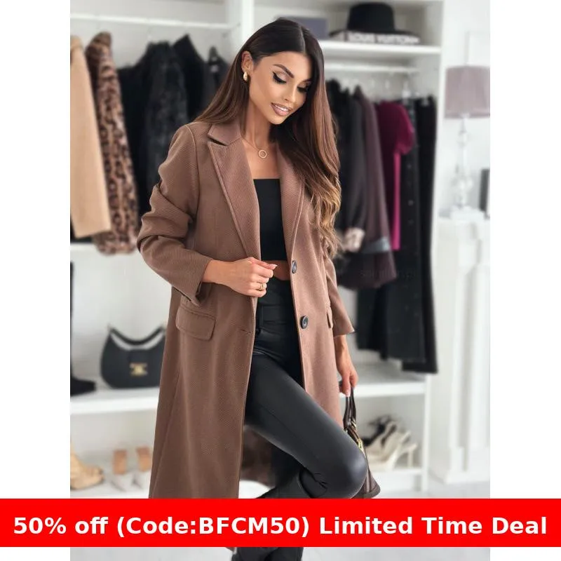 Amozae winter outfits men Autumn and Winter Simple Long Sleeve Solid Color Woolen Coat Women's Clothing