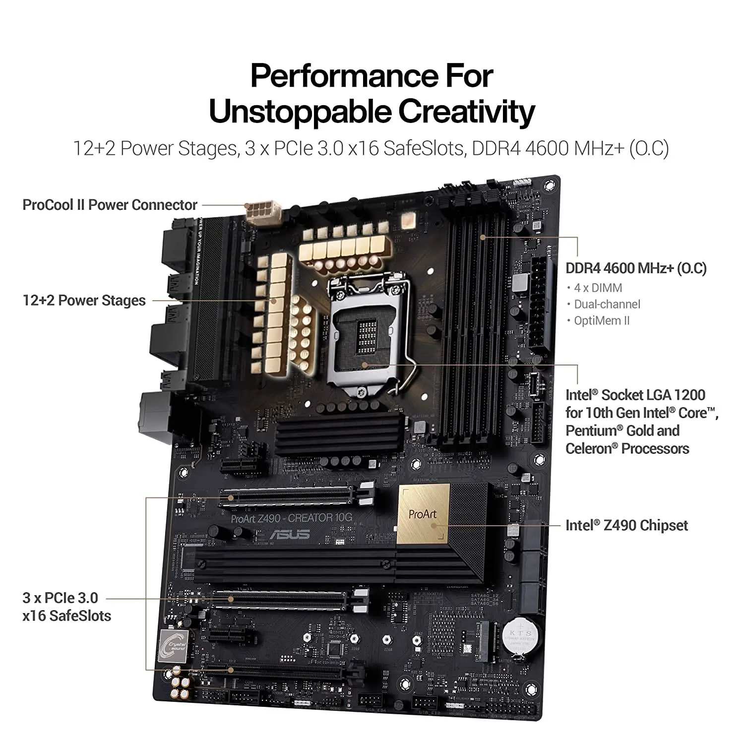 ASUS PROART Z490 CREATOR INTEL LGA1200 MOTHERBOARD