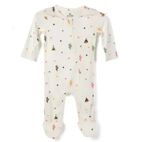 Baby 2 Way Zipper Happy Camper Full Sleeves Bodysuit - Off-White