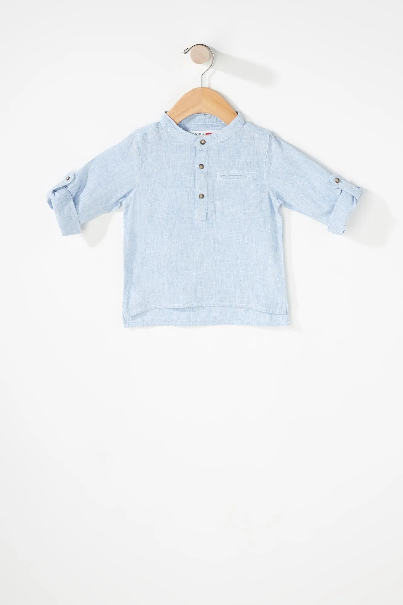 Baby Boy Linen Henley Button-Up Shirt