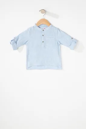 Baby Boy Linen Henley Button-Up Shirt