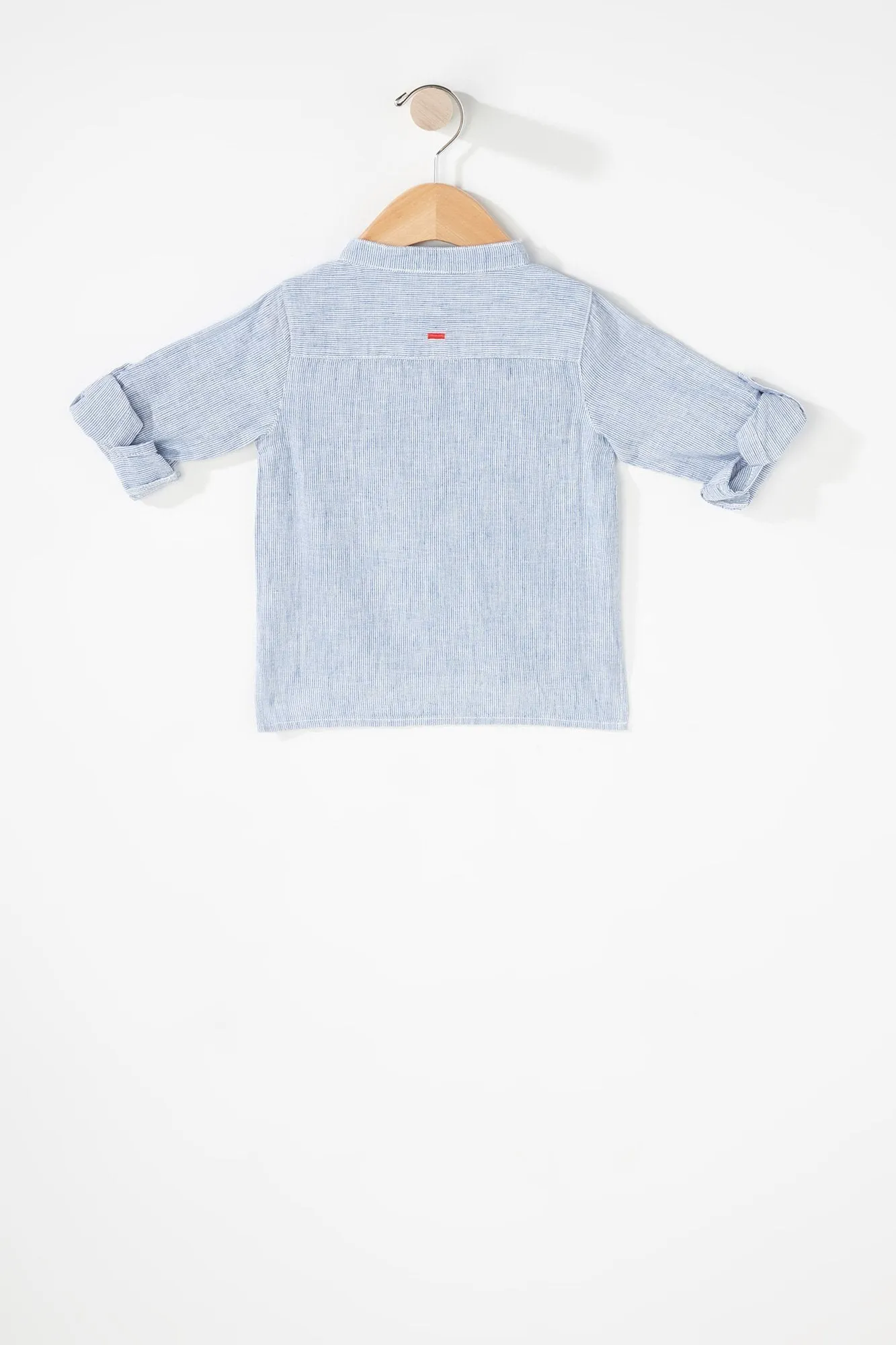 Baby Boy Striped Linen Henley Button-Up Shirt