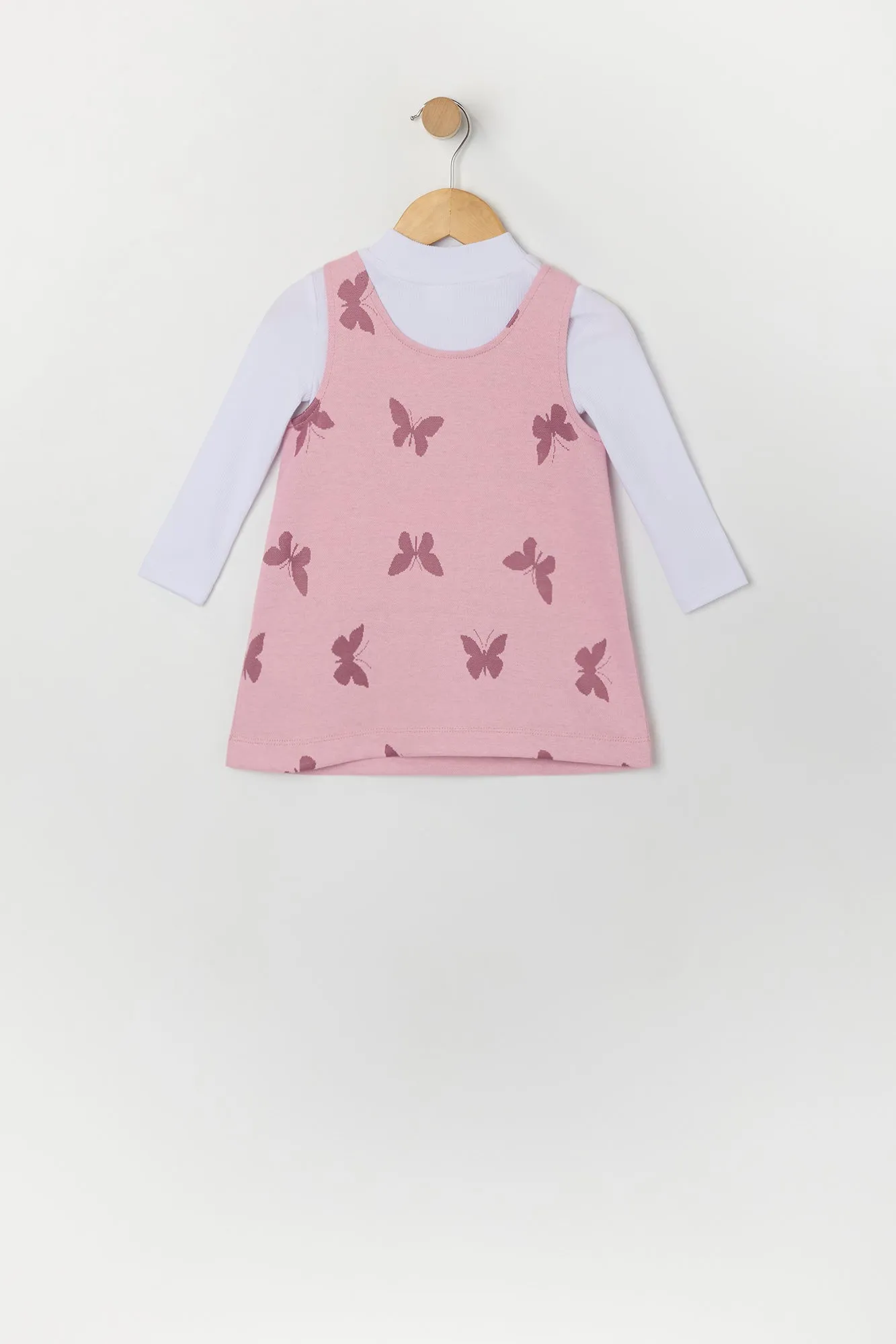 Baby Butterfly Knit Dress and Long Sleeve Top 2 Piece Set