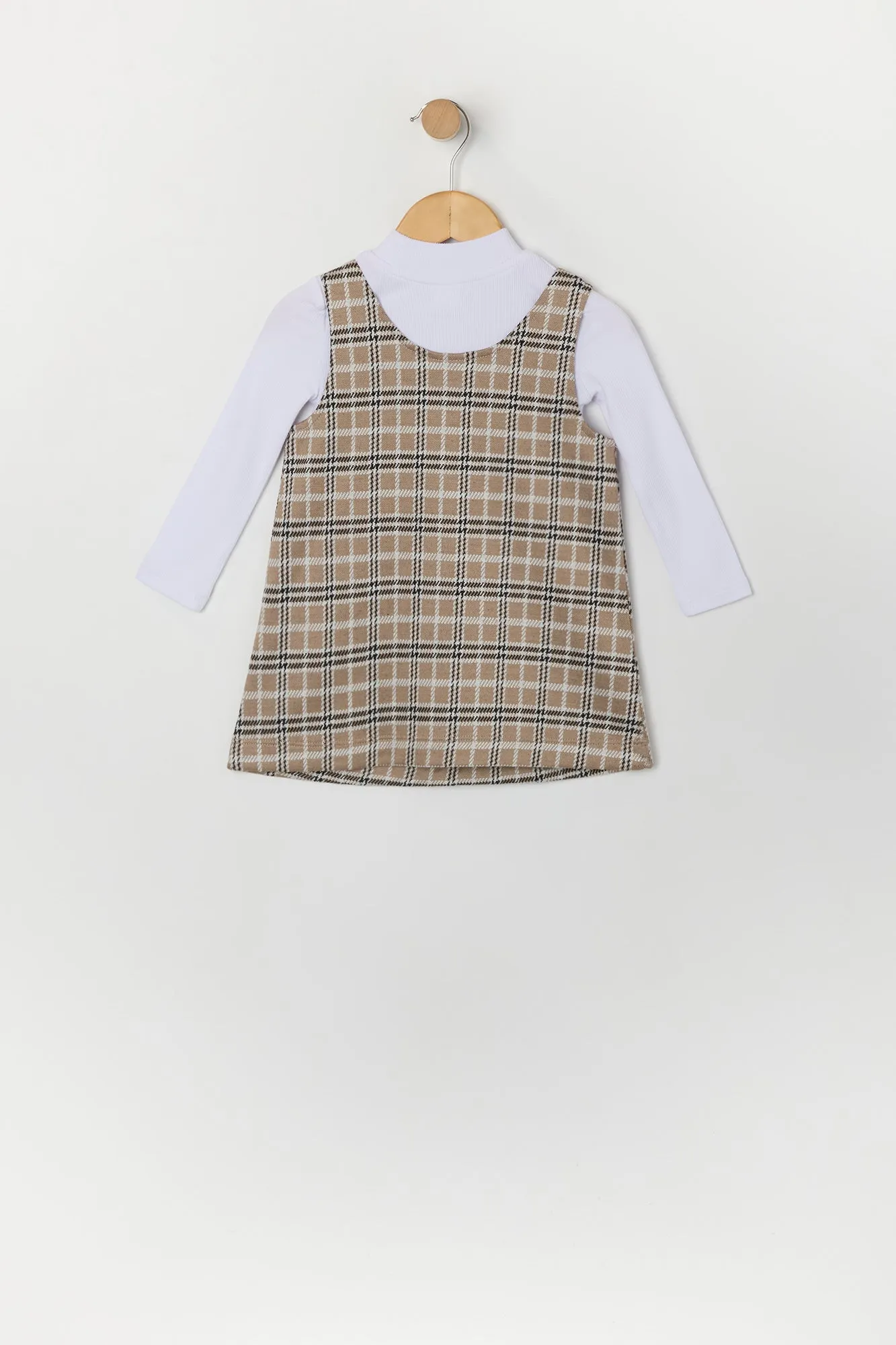 Baby Plaid Knit Dress and Long Sleeve Top 2 Piece Set