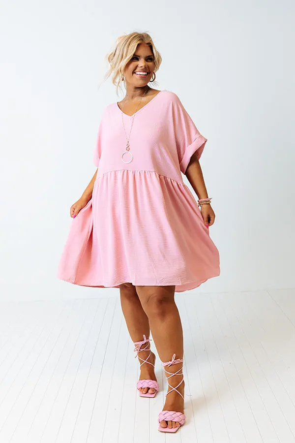 Be Yourself Babydoll Dress In Baby Pink Curves