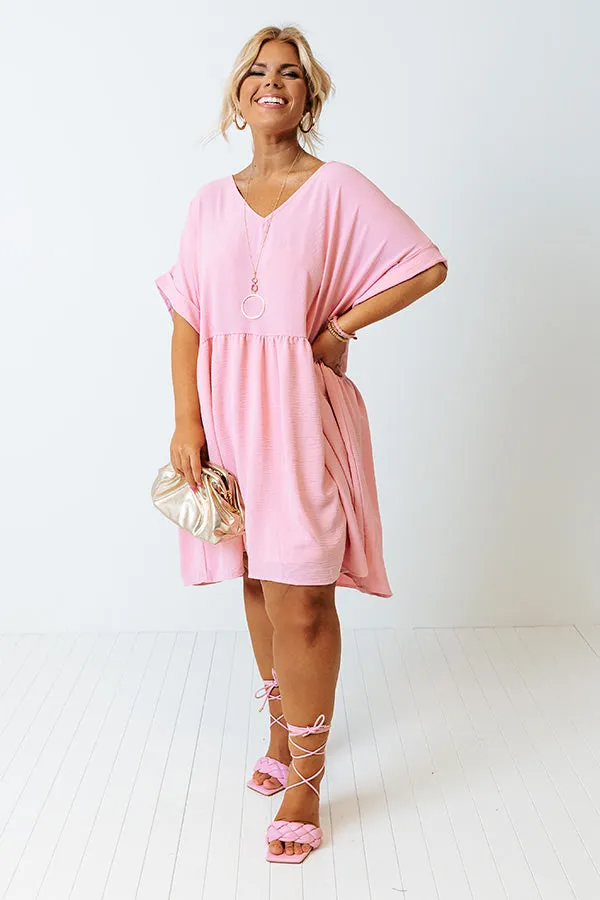 Be Yourself Babydoll Dress In Baby Pink Curves