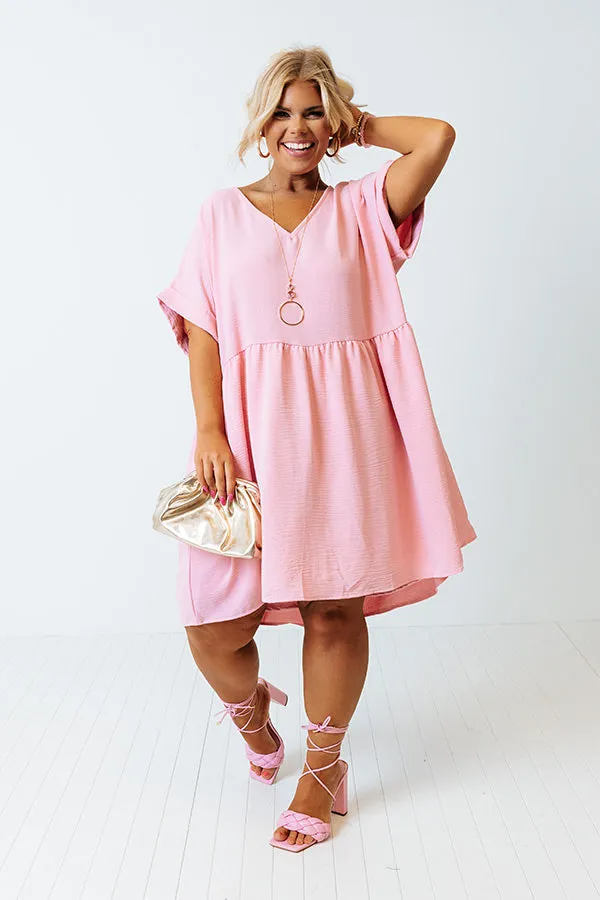 Be Yourself Babydoll Dress In Baby Pink Curves