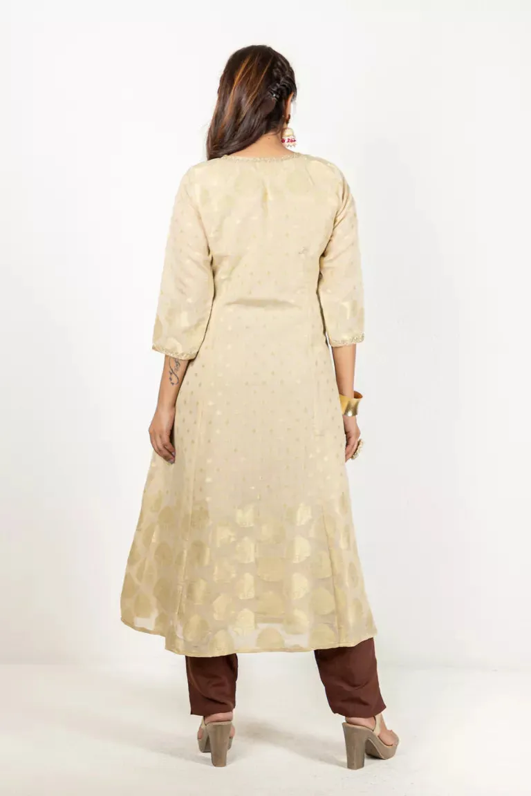 Beige & Gold Chanderi Kurta