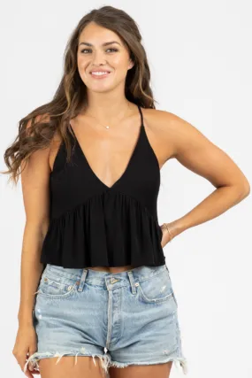 BLACK CAMI BABYDOLL TOP