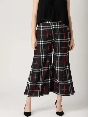 Black Checkered Crepe Palazzos