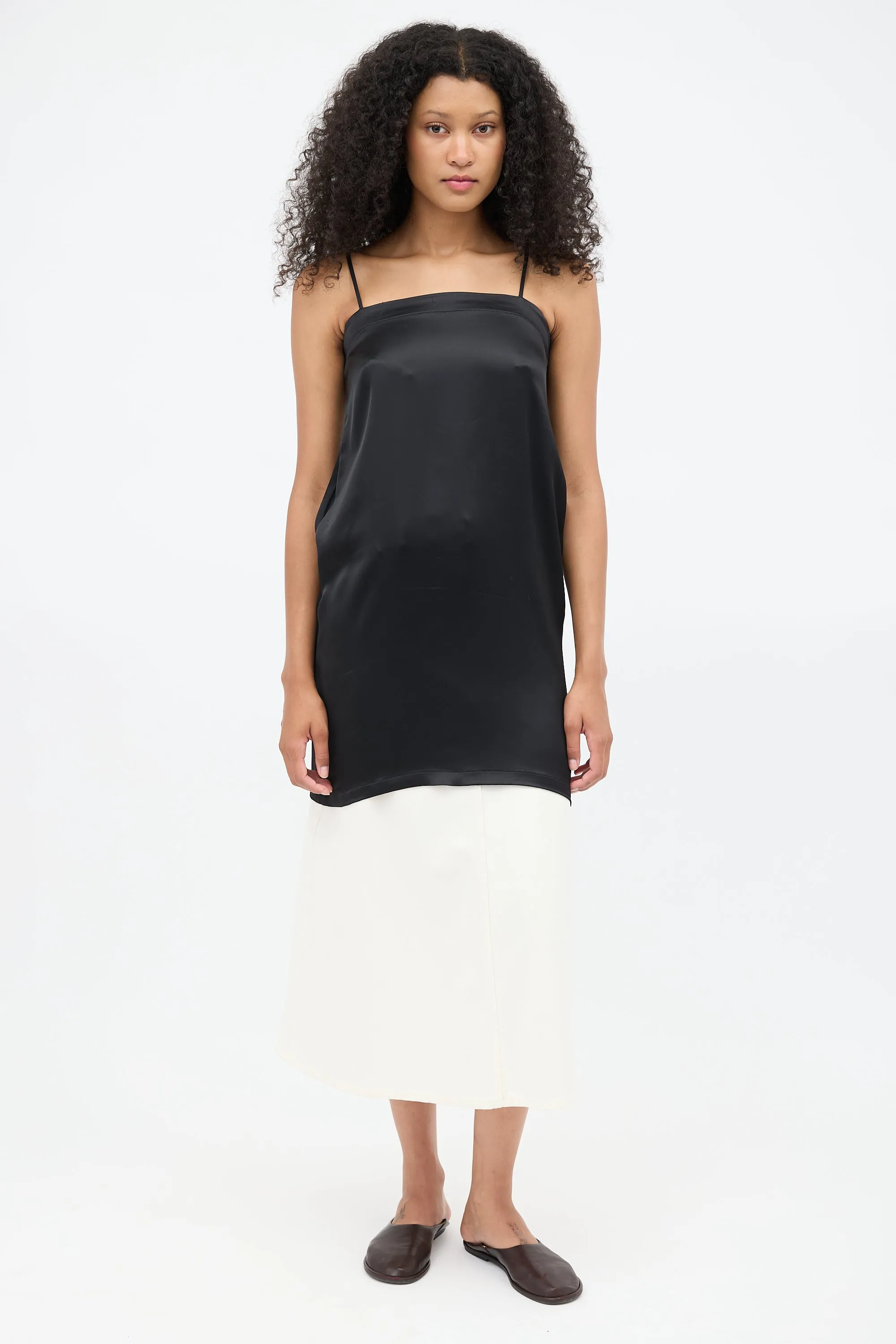 Black Satin Slip Dress