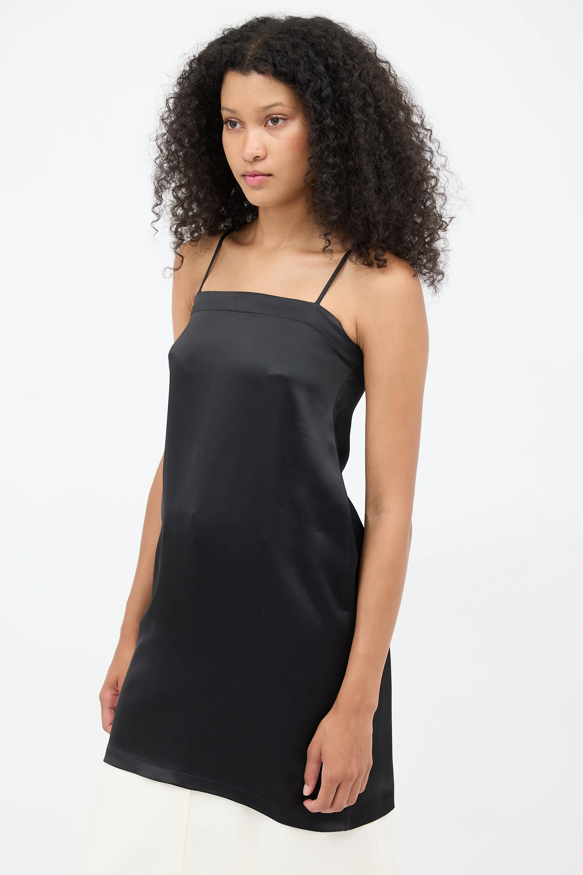 Black Satin Slip Dress