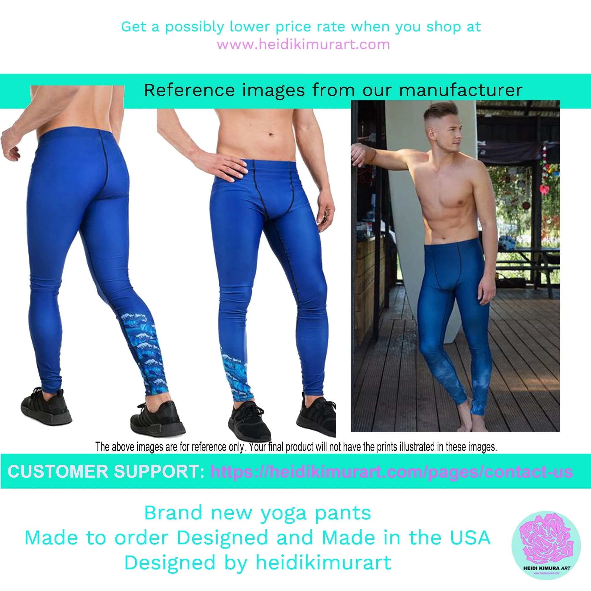 Blue Yellow Stripes Men's Leggings, Colorful Patterned Designer Best Men's Leggings - Made in USA/EU/MX