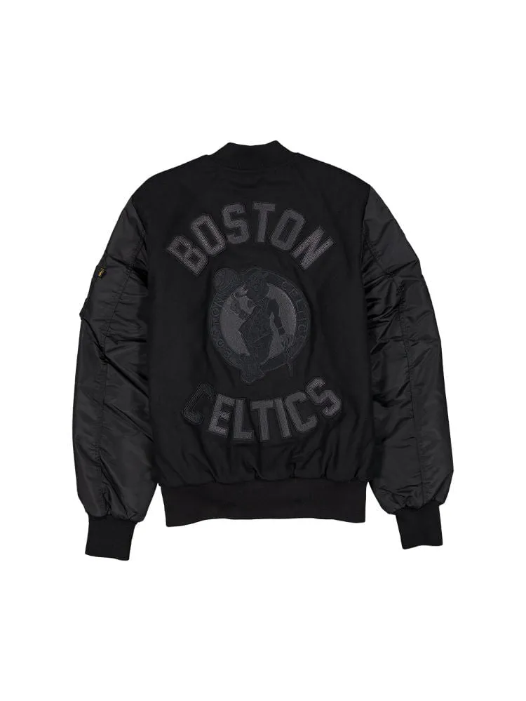 BOSTON CELTICS X ALPHA X NEW ERA WOOL VARSITY MA-1 BOMBER JACKET