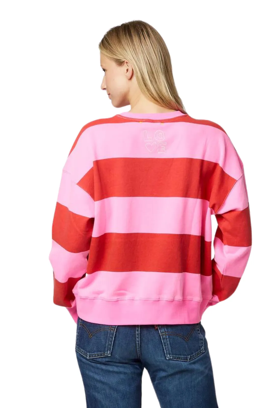 Boyfriend Stripes Sweatshirt, Cherri