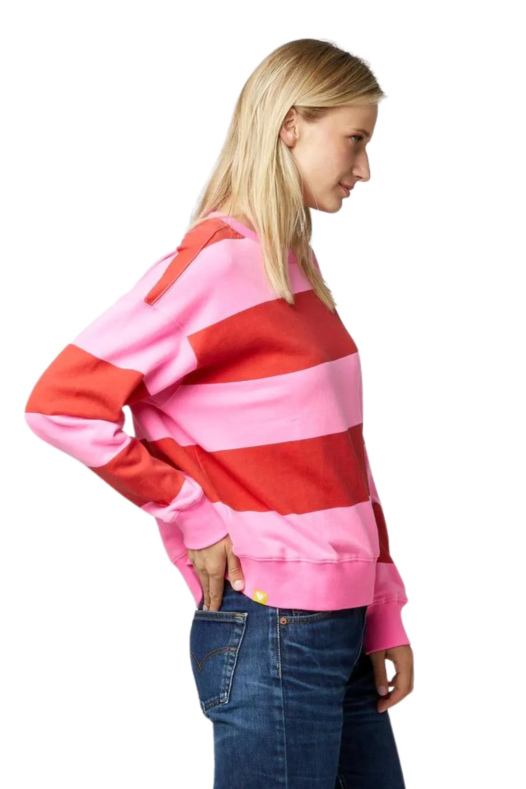 Boyfriend Stripes Sweatshirt, Cherri