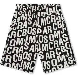 Boys Black & White Jumbled Logo Shorts