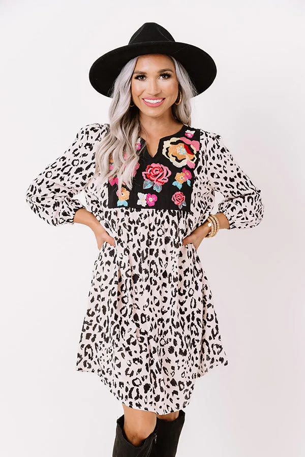 Brilliant Babe Embroidered Leopard Shift Dress