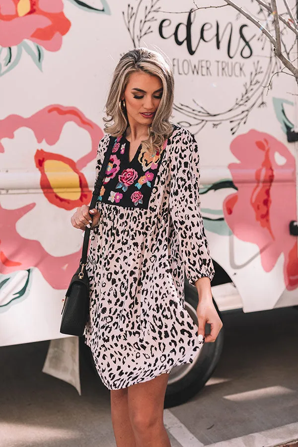 Brilliant Babe Embroidered Leopard Shift Dress