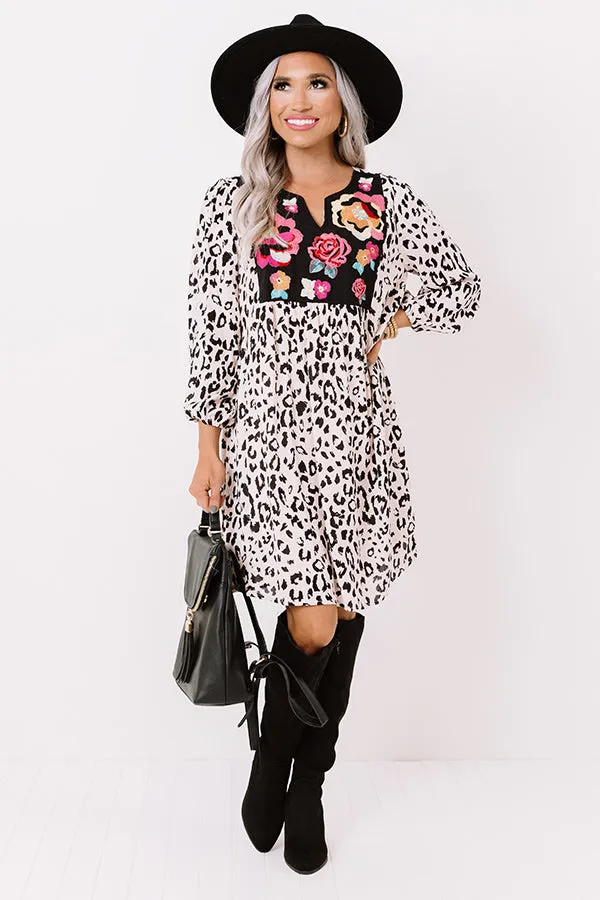 Brilliant Babe Embroidered Leopard Shift Dress