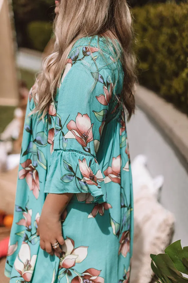 Brunching In Bali Shift Dress In Jade Curves