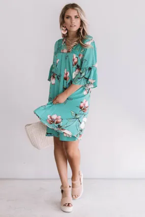 Brunching In Bali Shift Dress In Jade