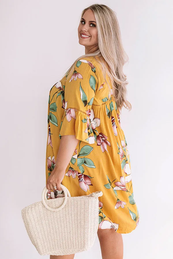 Brunching In Bali Shift Dress In Mustard  Curves