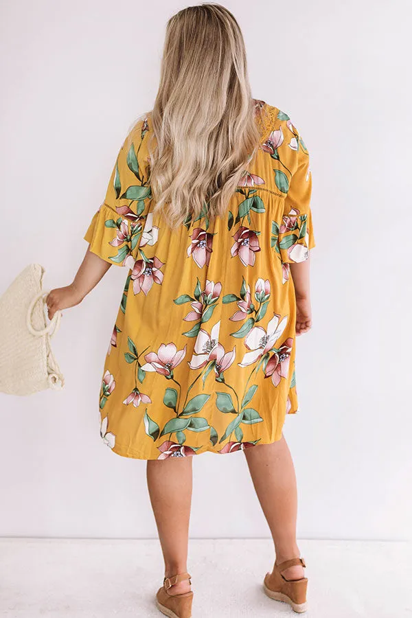 Brunching In Bali Shift Dress In Mustard  Curves