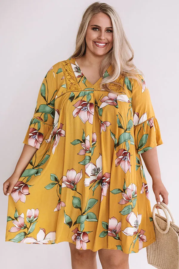 Brunching In Bali Shift Dress In Mustard  Curves