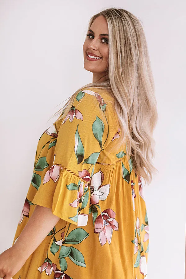 Brunching In Bali Shift Dress In Mustard  Curves