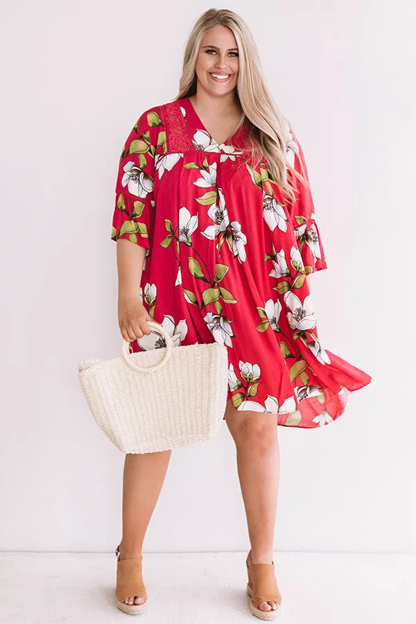 Brunching In Bali Shift Dress In Rose Curves