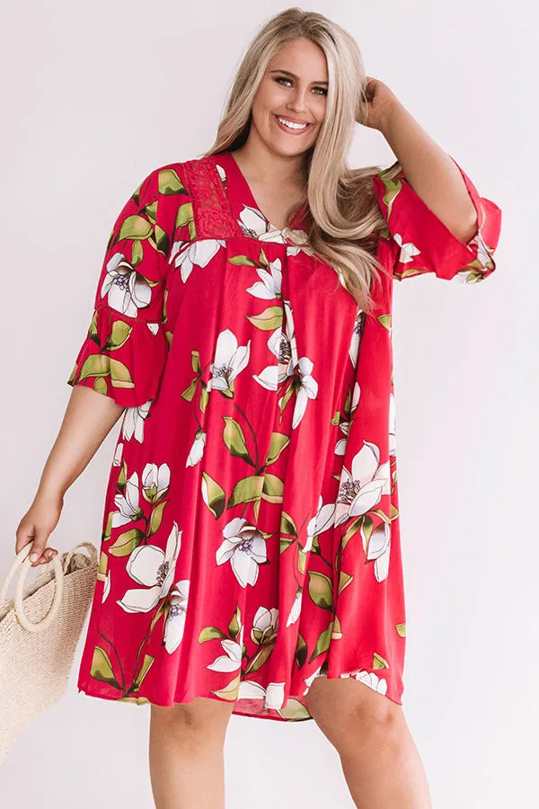 Brunching In Bali Shift Dress In Rose Curves