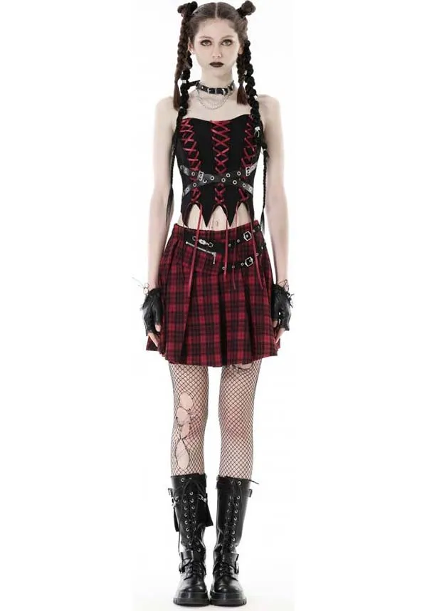 Camden [Red Plaid] | PLEATED SKIRT