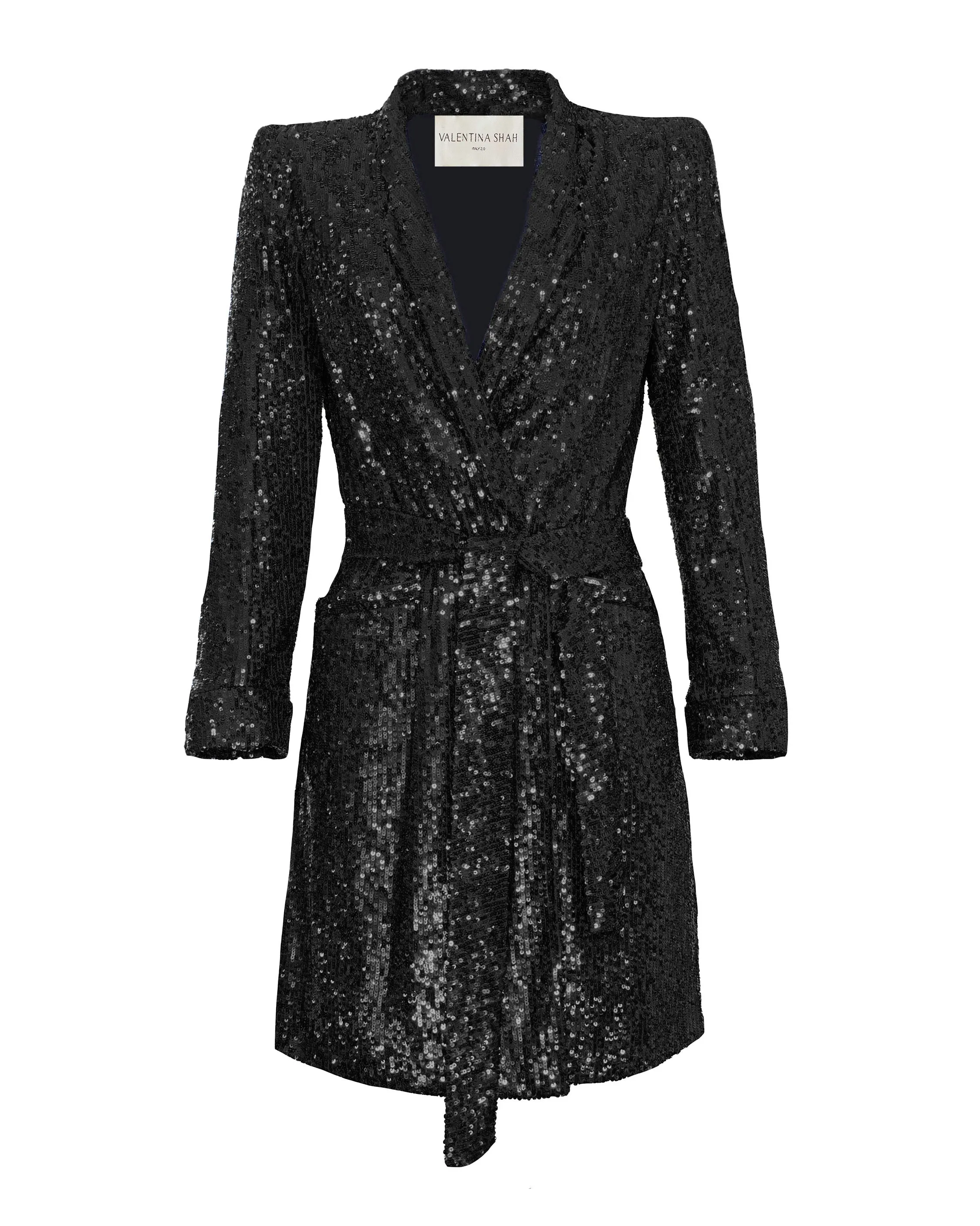 CARLOTTA BLAZER DRESS- SEQUINED COAL