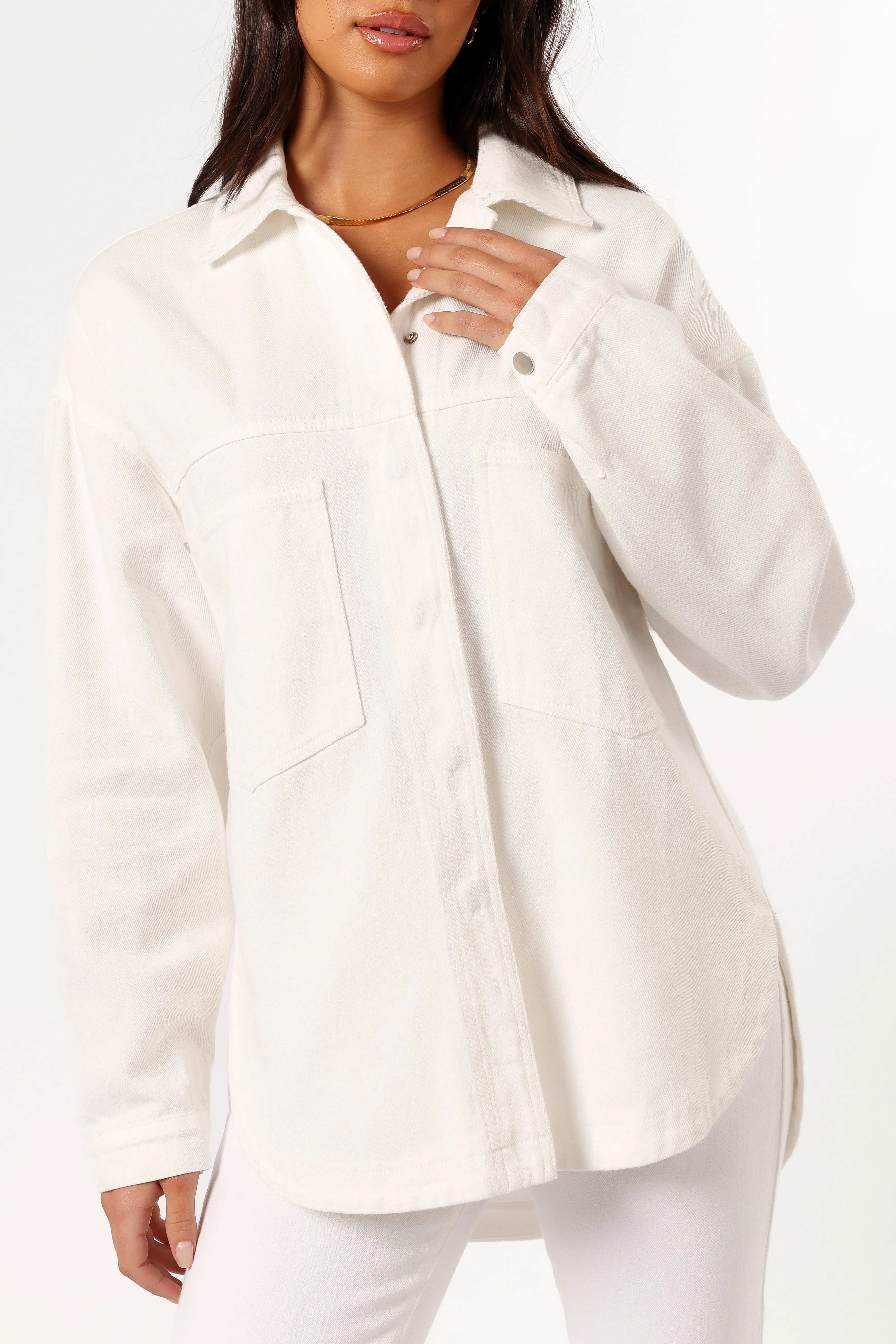 Cassie Oversized Denim Shacket - Ivory