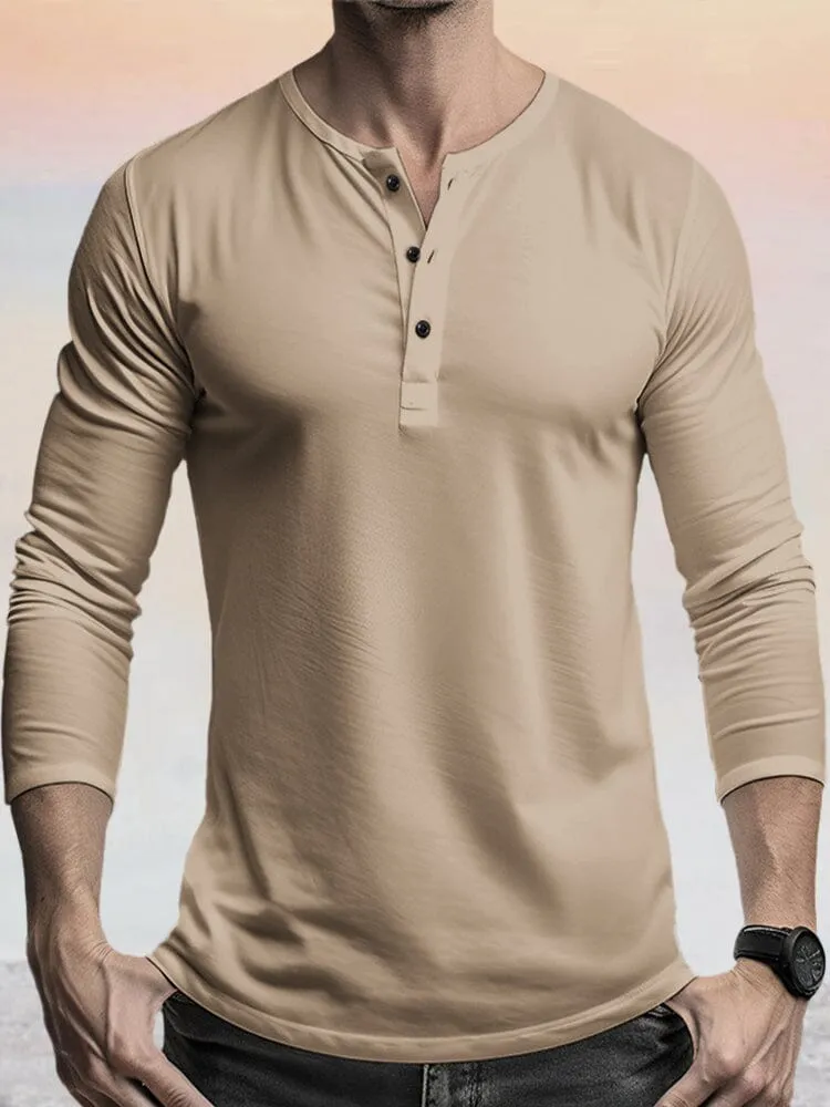 Casual 100% Cotton Henley Shirt