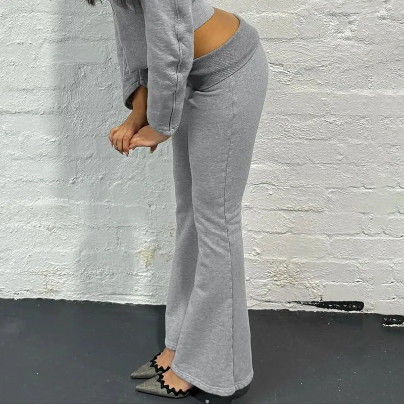 Casual Slim Low Waist Flared Pants Korean Fashion Bow Embroidery Autumn Sweatpants Coquette Clothes Trousers Tierred