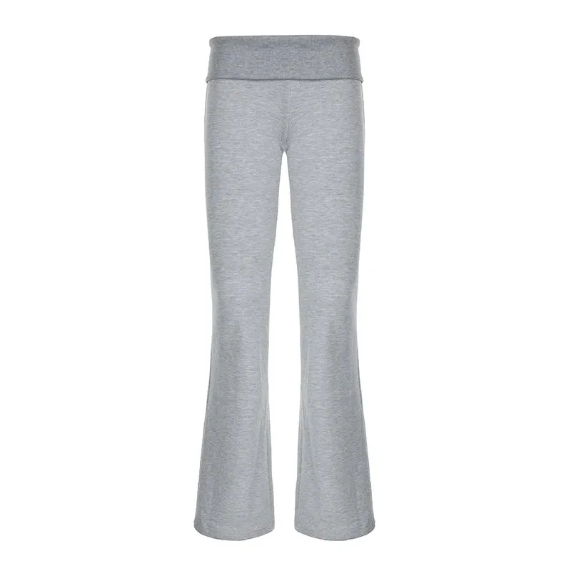 Casual Slim Low Waist Flared Pants Korean Fashion Bow Embroidery Autumn Sweatpants Coquette Clothes Trousers Tierred