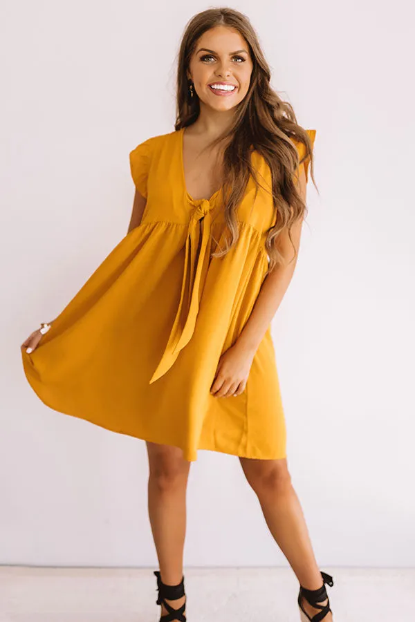 Champs And Cheers Front Tie Dress in Golden Honey