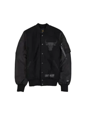 CHICAGO BULLS X ALPHA X NEW ERA WOOL VARSITY MA-1 BOMBER JACKET