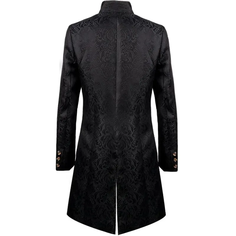 Classic Medieval Men Costume Jacquard Stand Collar Larp Viking Cosplay Jacket Coat 2XL S4854950