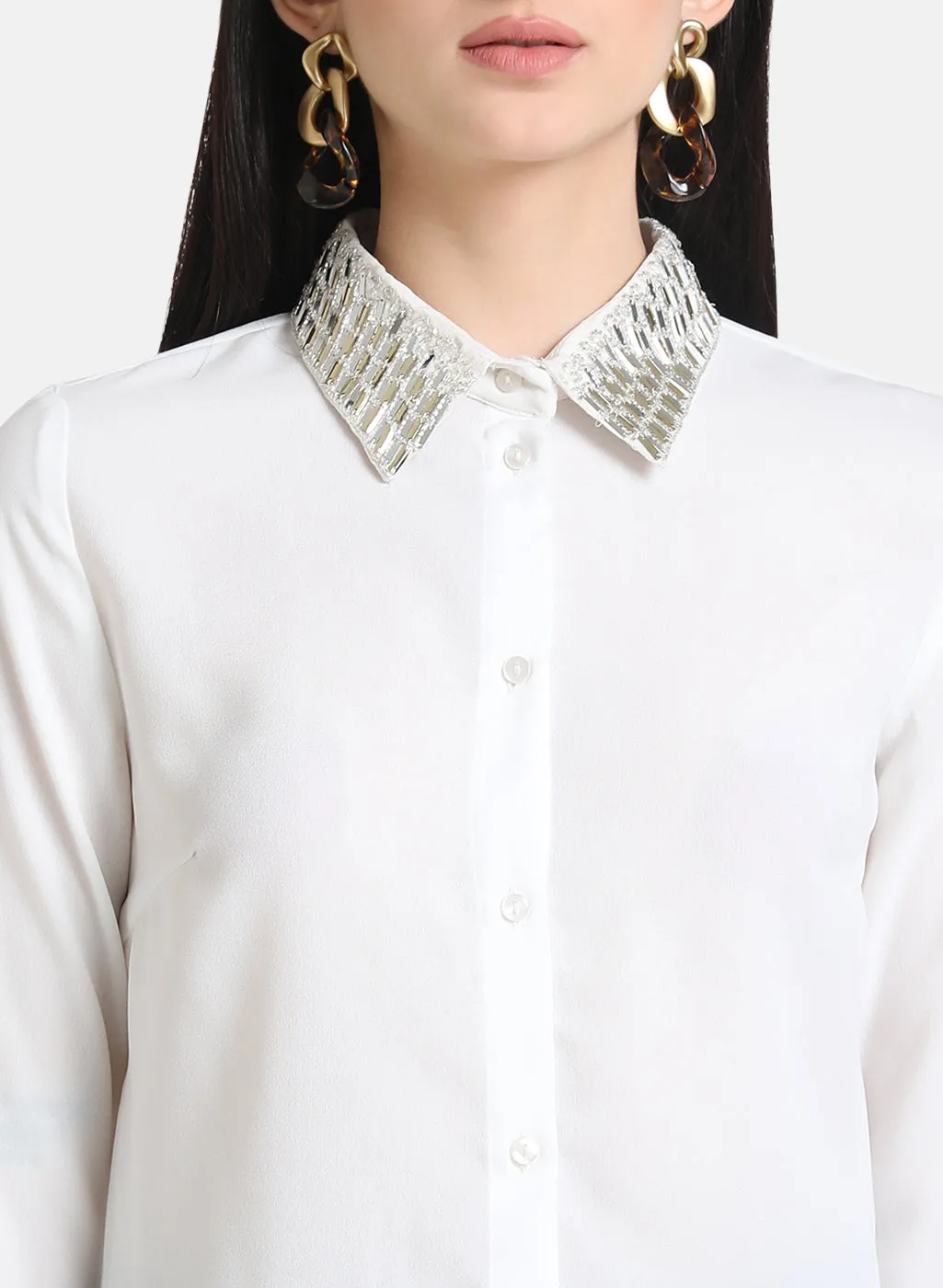 Collar Embellished Shirt