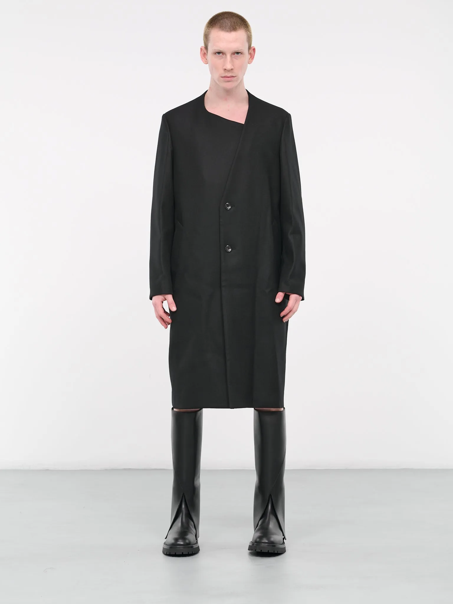 Collarless Coat (AC32-005-BLACK)